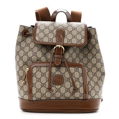 Gucci GG Supreme Monogram Azalea Calfskin Retro Interlocking G Buckle Backpack Beige Ebony Brown Sugar 1 of 9