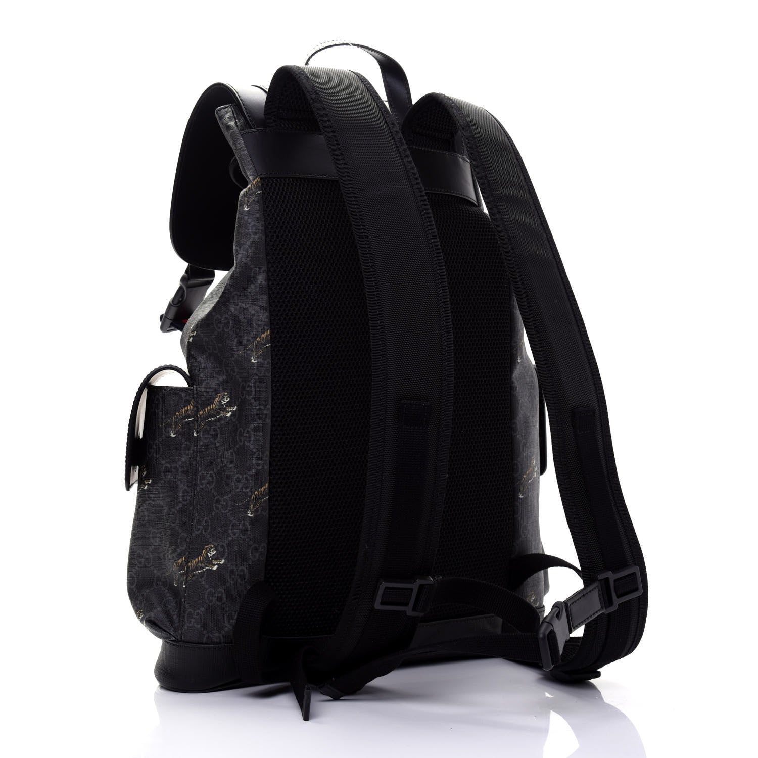 Gucci GG Supreme Monogram Tigers Double Buckle Backpack Black Multicolor 2 of 17