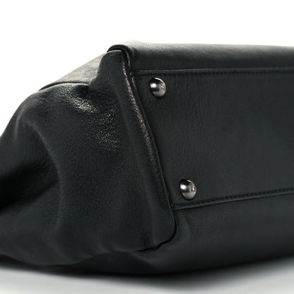 Fendi Goatskin Zucca Medium Peekaboo Iconic Satchel Black Tobacco 10 of 12