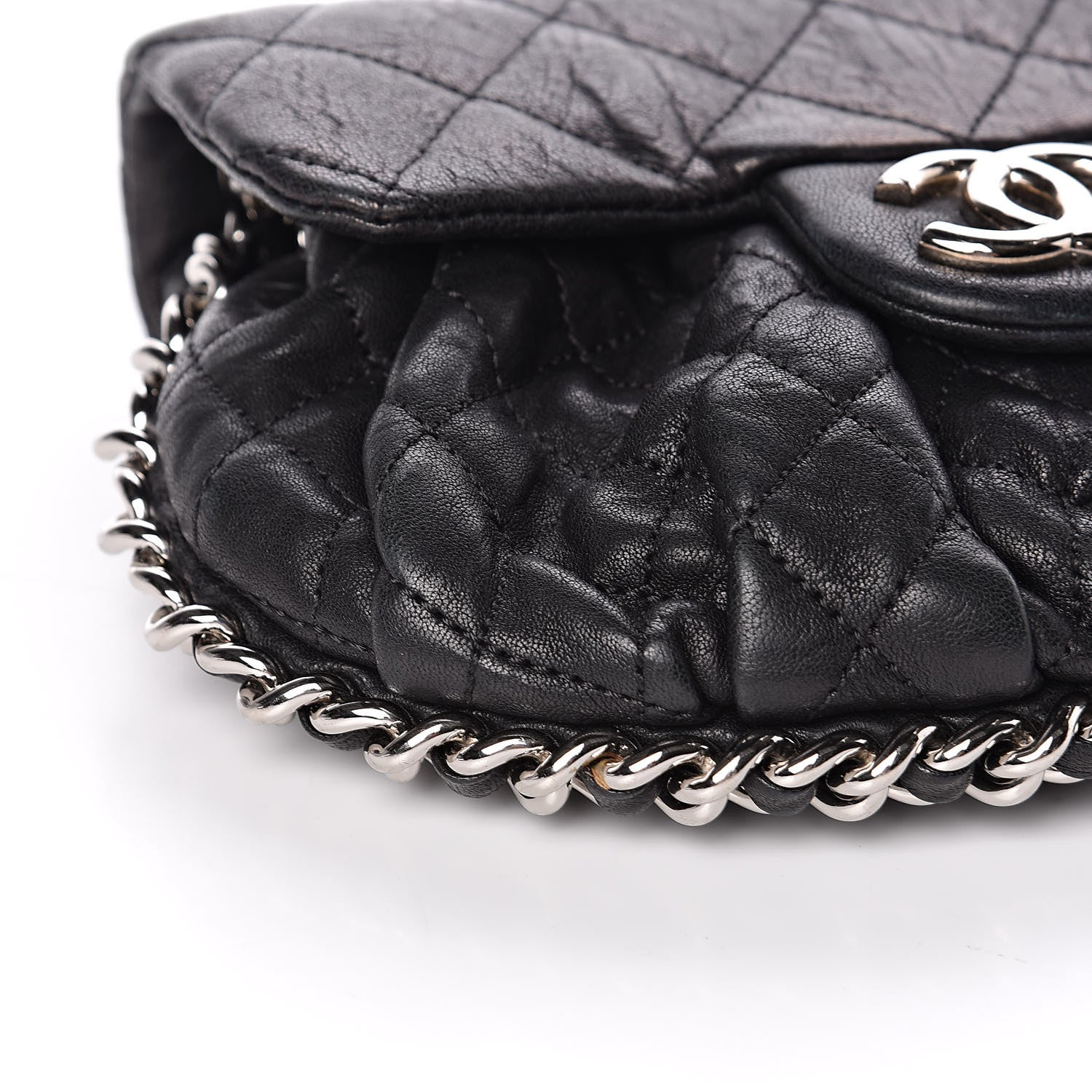 Chanel Washed Lambskin Quilted Mini Chain Around Flap Black 8 of 12