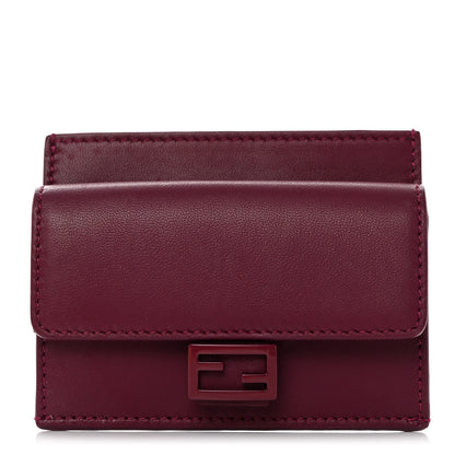 Fendi Nappa Matisse Enamel FF Diagonal Embossed Fold Over Card Holder Wallet Rosso Roma 1 of 8