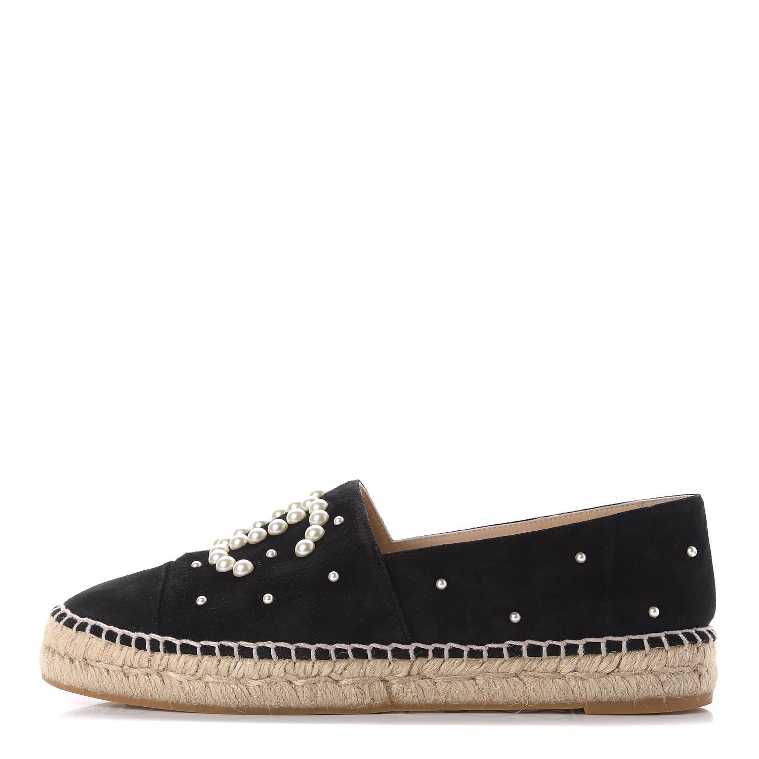Chanel Suede Pearl CC Espadrilles 38 Black 1 of 11