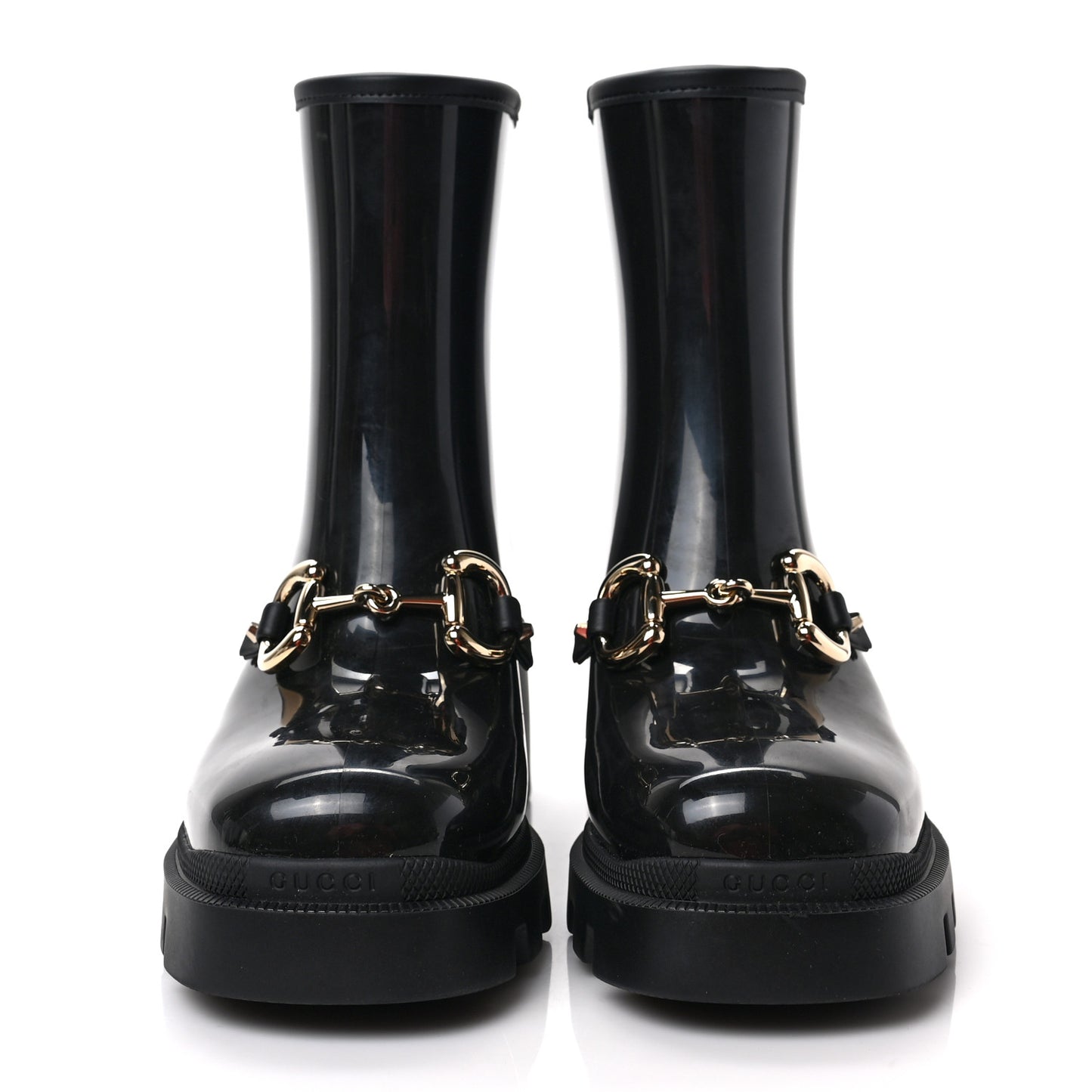 Rubber Womens Horsebit Ankle Boots 38 Black