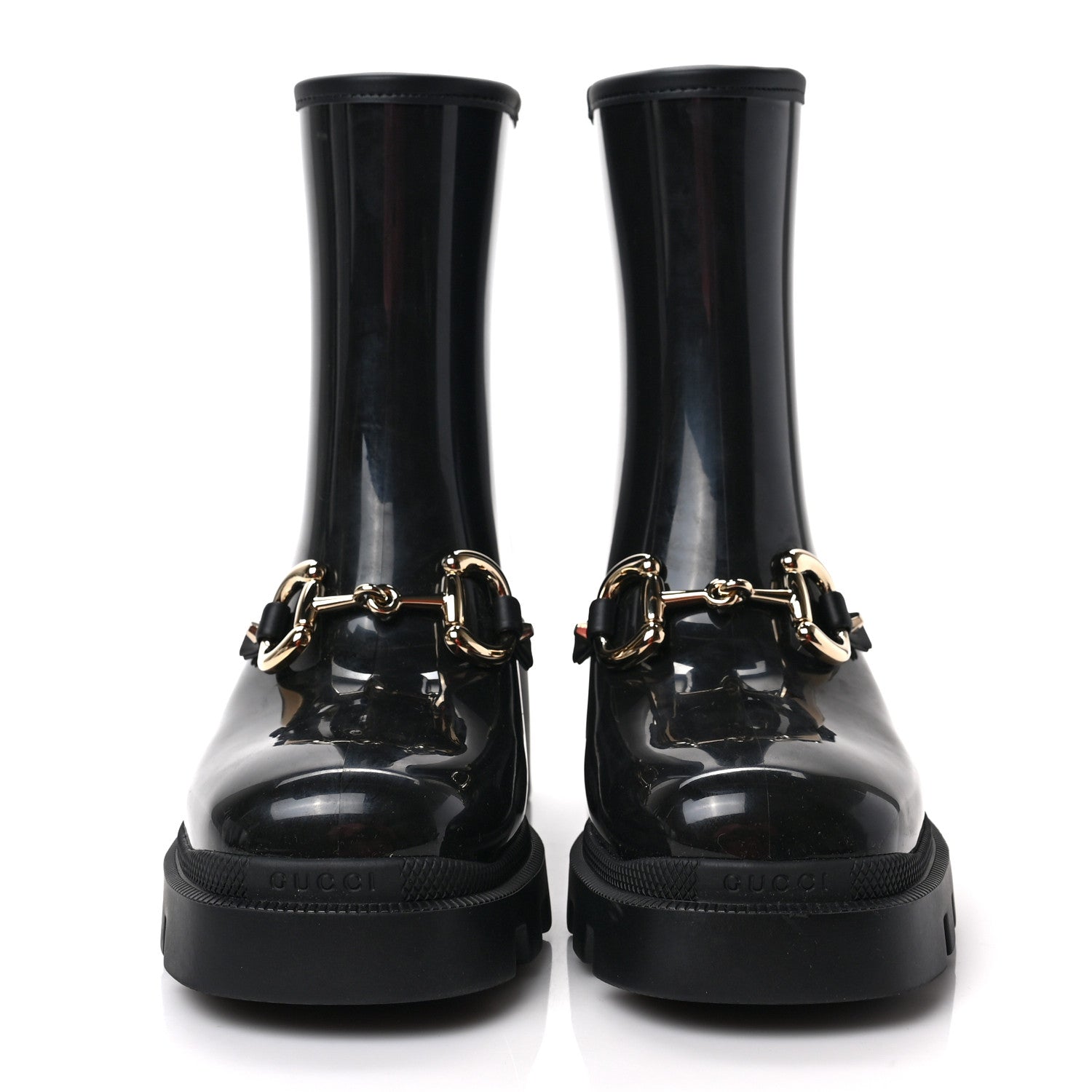 Gucci Rubber Womens Horsebit Ankle Boots 38 Black 2 of 8