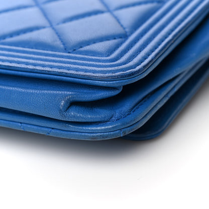 Chanel Lambskin Quilted Boy Wallet On Chain WOC Blue 11 of 13