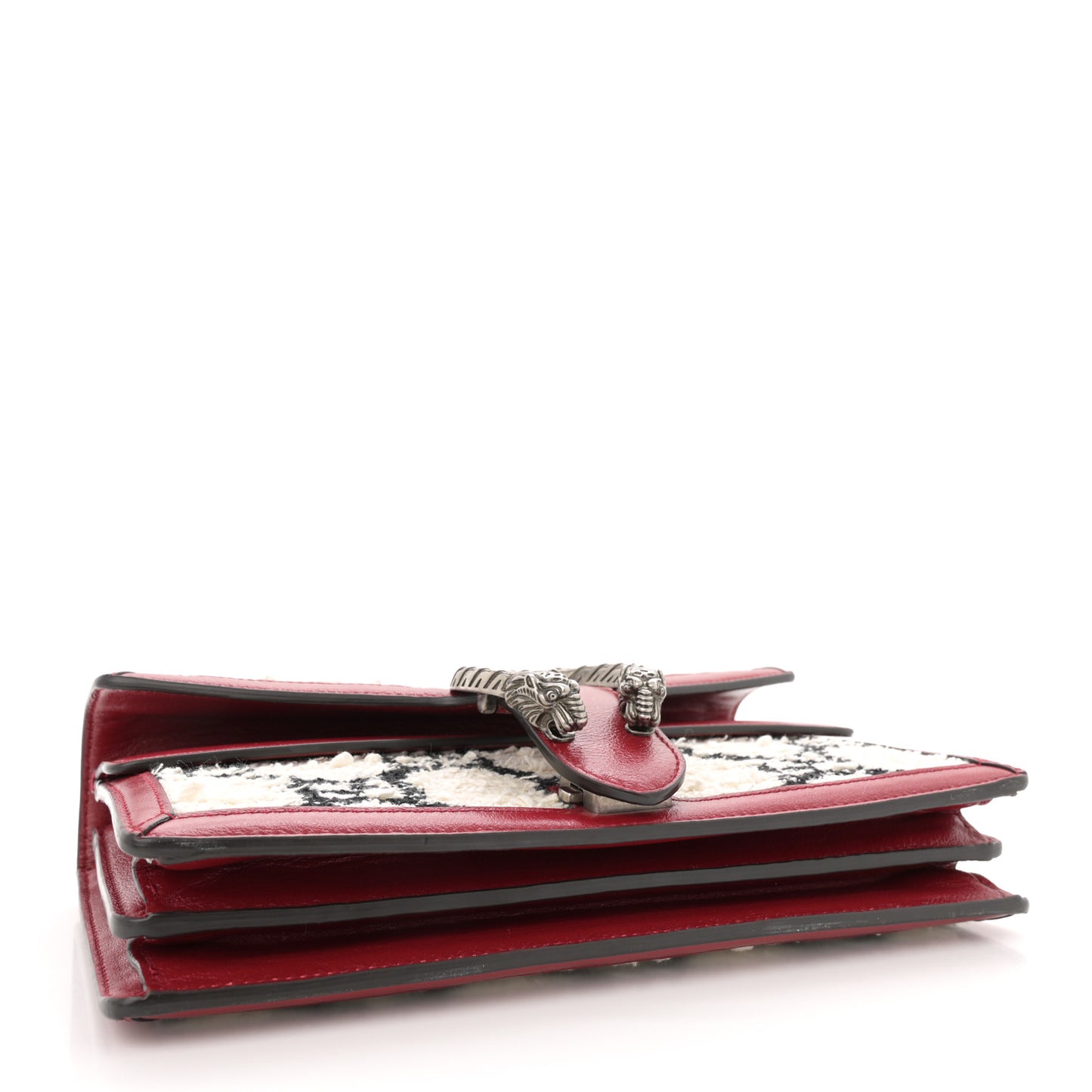 Tweed GG Monogram Small Dionysus Shoulder Bag White Black Romantic Cherry