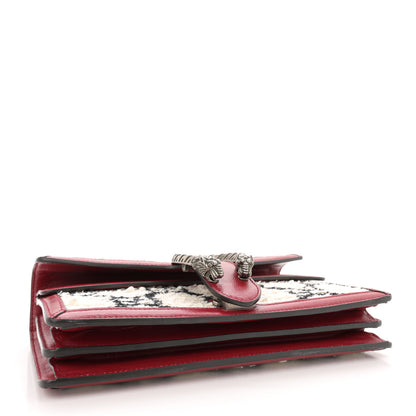 Gucci Tweed GG Monogram Small Dionysus Shoulder Bag White Black Romantic Cherry 4 of 13