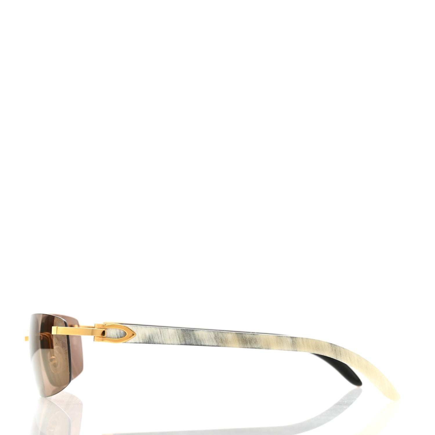 Cartier Metal Buffalo Horn Square Sunglasses Gold 3 of 8