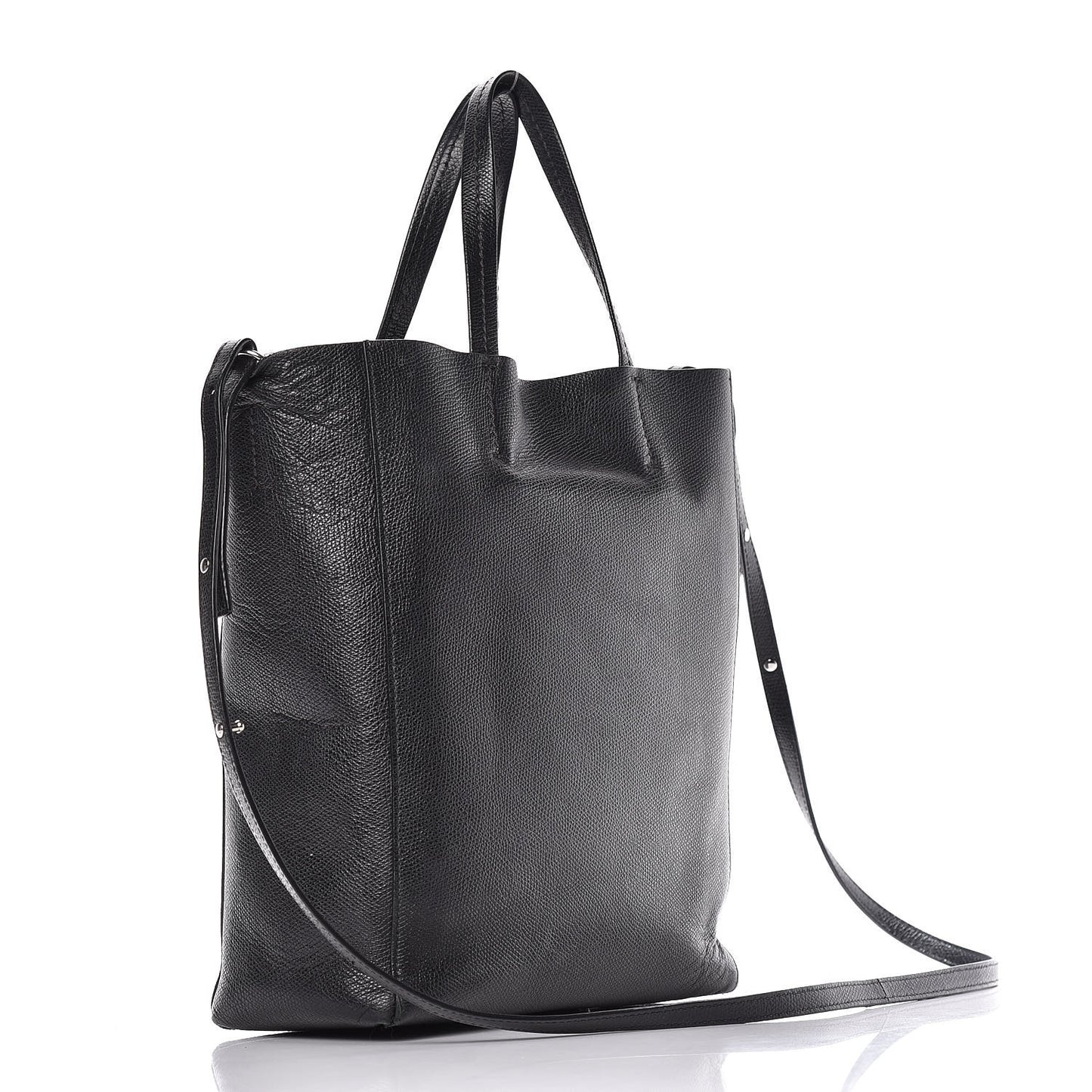 Grained Calfskin Small Vertical Cabas Black