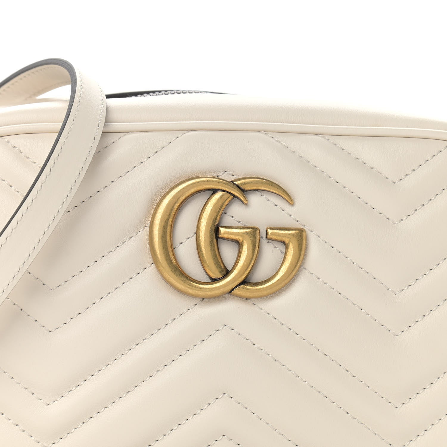 Gucci Calfskin Matelasse Small GG Marmont Chain Shoulder Bag White 8 of 10