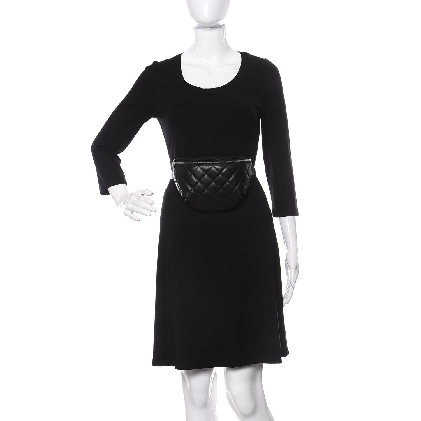 Lambskin Quilted Waist Belt Bag Black