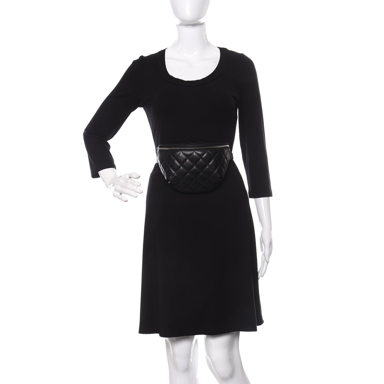 Chanel Lambskin Quilted Waist Belt Bag Black 2 of 10
