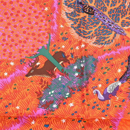 Hermes Silk Dans Un Jardin Anglais Scarf 90 Vert Cypres Corail Mauve 4 of 7