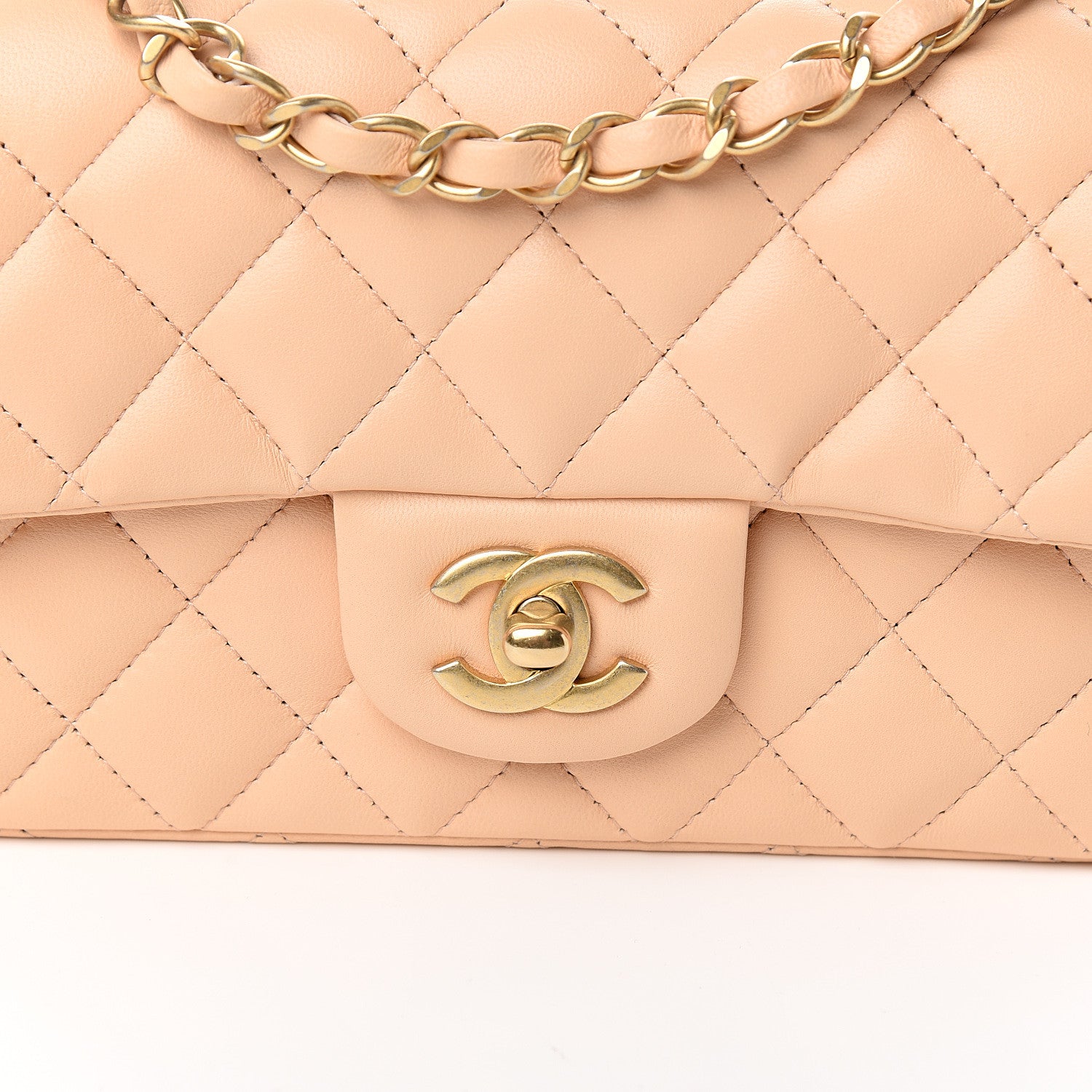 Chanel Lambskin Quilted Mini Rectangular Flap Beige 9 of 10