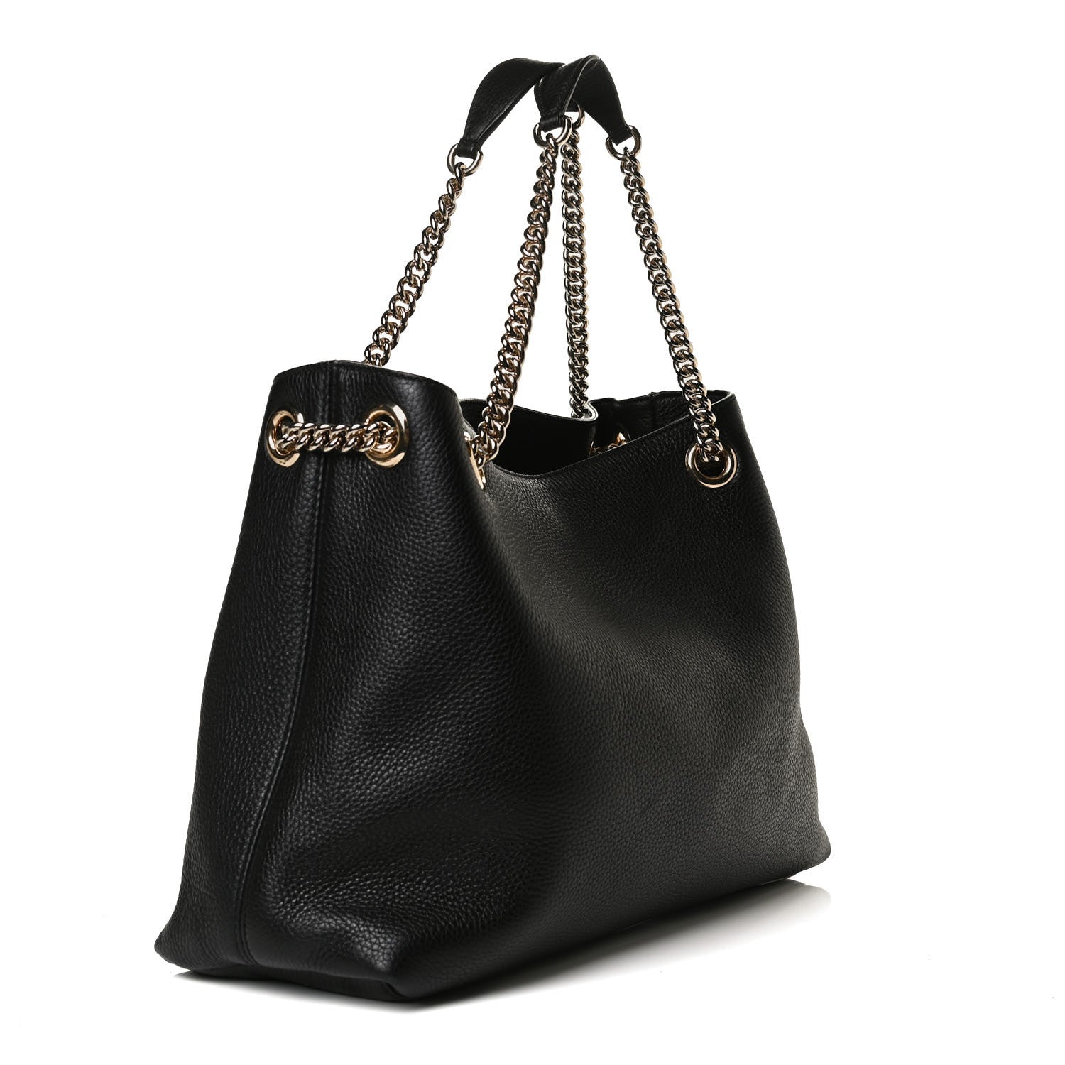 Gucci Pebbled Calfskin Medium Soho Chain Shoulder Bag Black 2 of 12