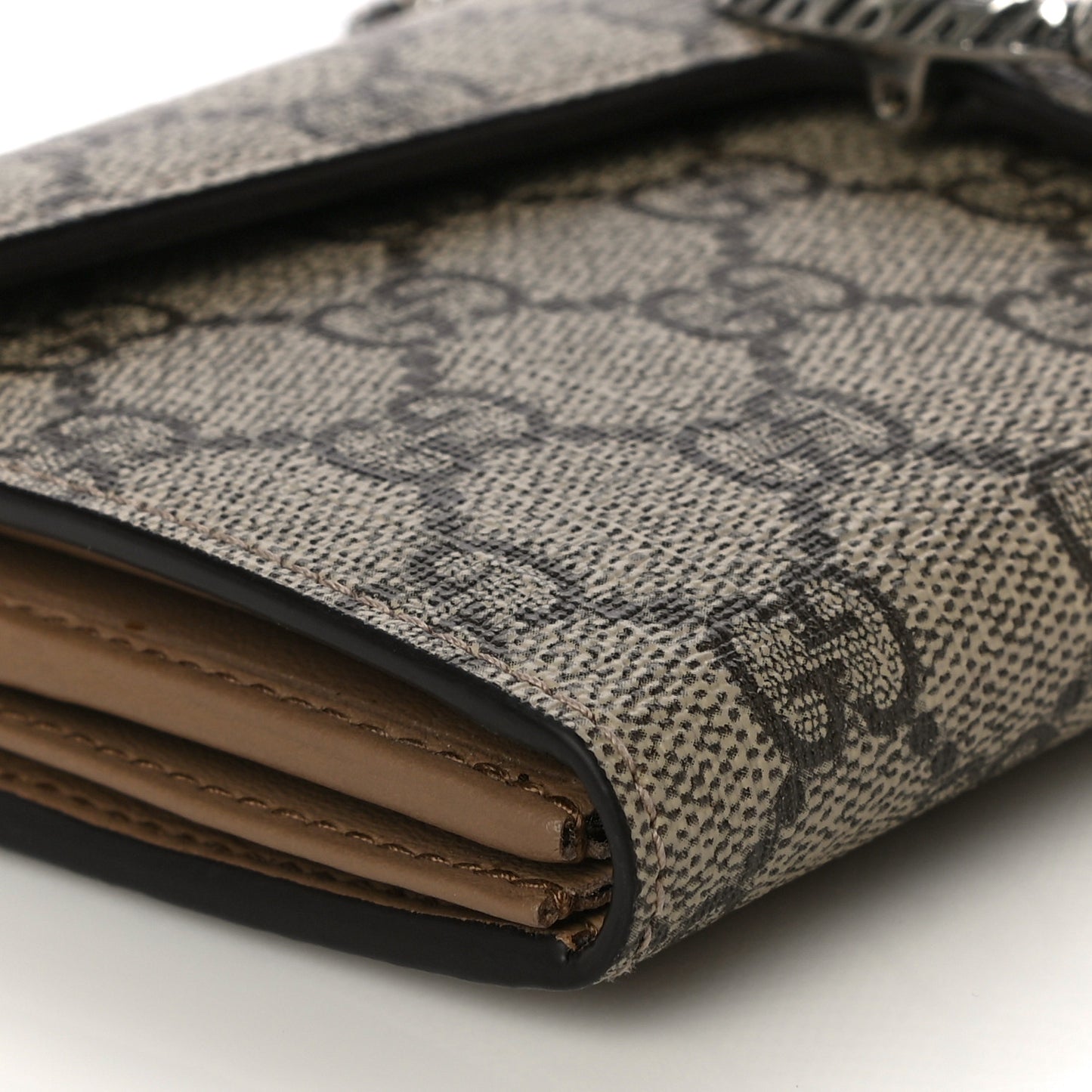 GG Supreme Monogram Dionysus Chain Clutch Wallet Beige Taupe