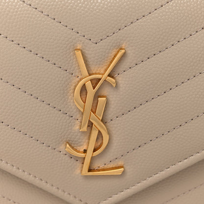 Saint Laurent Grain De Poudre Matelasse Chevron Monogram Envelope Chain Wallet Dark Beige 16 of 16