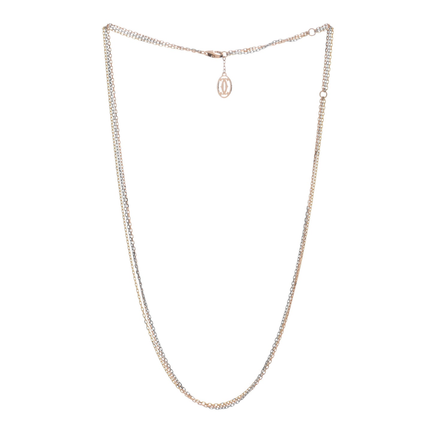 18K Pink Yellow White Gold Three Chain Necklace