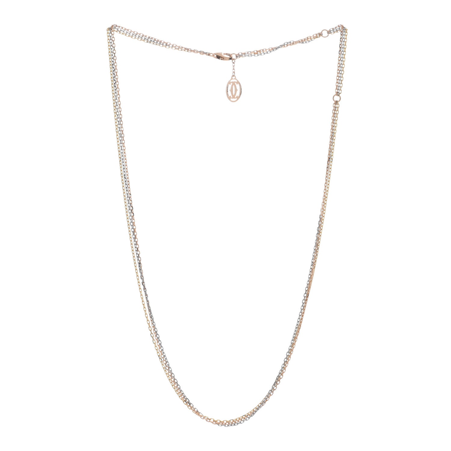 Cartier 18K Pink Yellow White Gold Three Chain Necklace 2 of 3