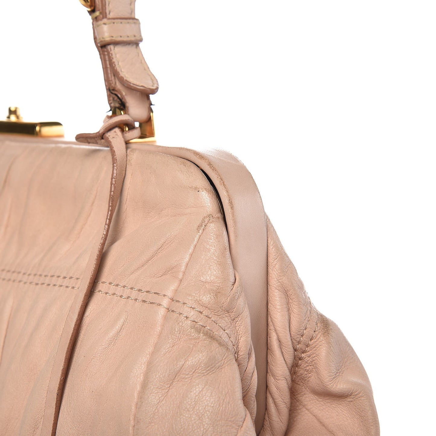 Nappa Dressy Gaufre Framed Tote Cipria