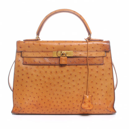Hermes Ostrich Kelly Retourne 32 Gold 1 of 12