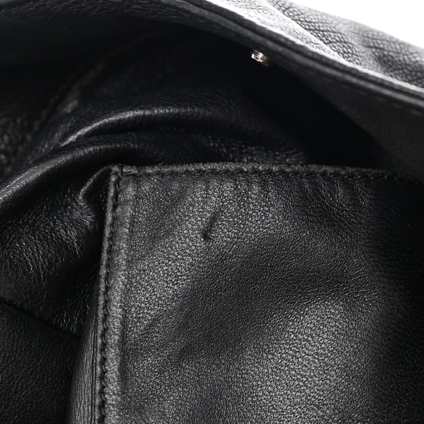 Glazed Calfskin Modern Chain Tote Black