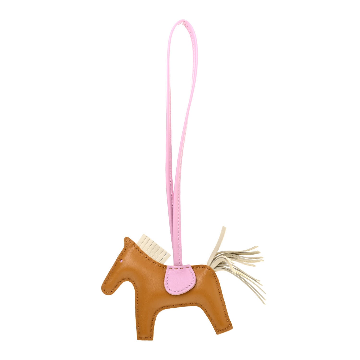 Hermes Milo Lambskin Grigri Rodeo Horse Bag Charm PM Sesame Mauve Sylvestre Craie 1 of 3