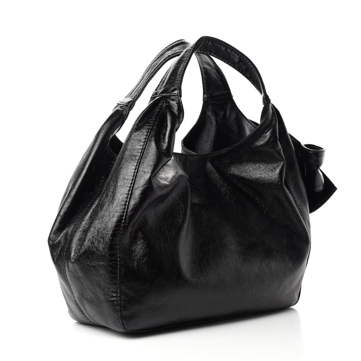 Valentino Garavani Crinkled Canvas Small Nuage Bow Hobo Black 3 of 10