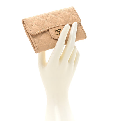 Chanel Caviar Quilted Flap Card Holder Wallet Beige 2 of 9