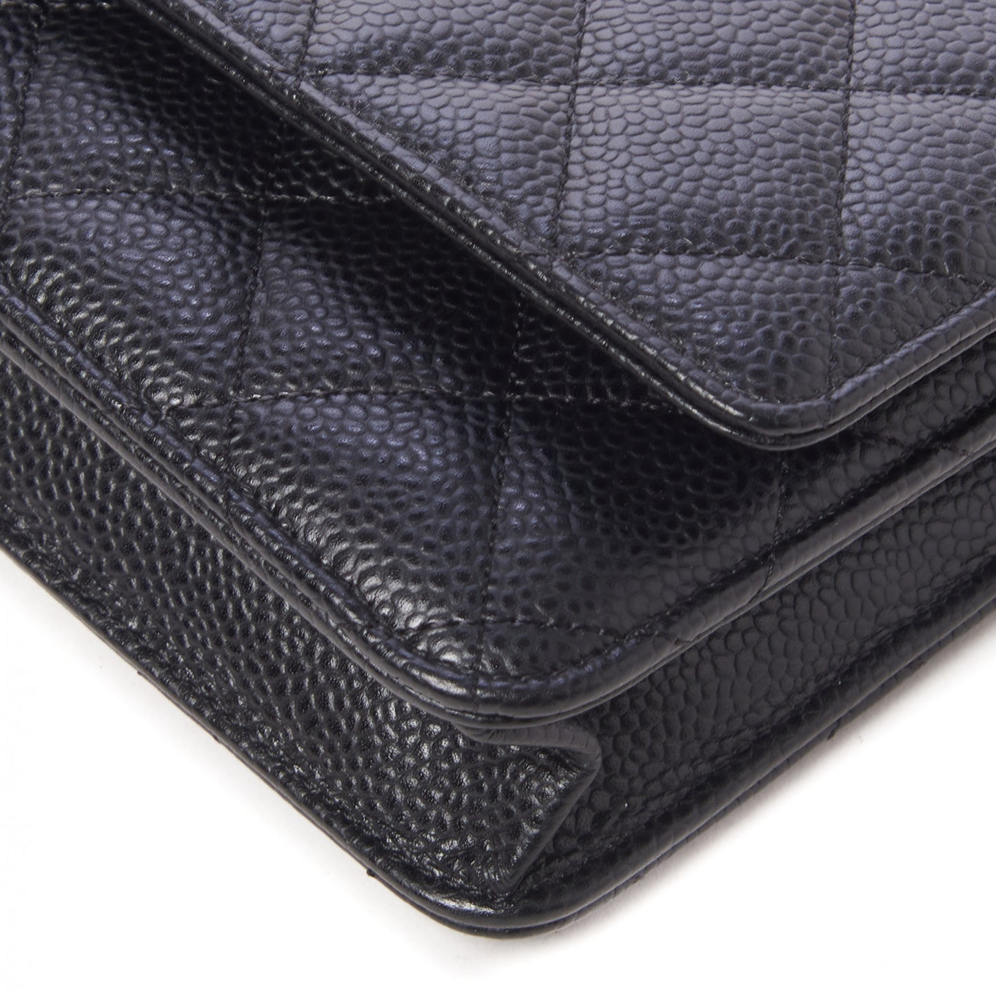 Caviar Quilted Wallet On Chain WOC Black