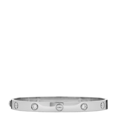 Cartier 18K White Gold 4 Diamond Love Bracelet 17 3 of 9