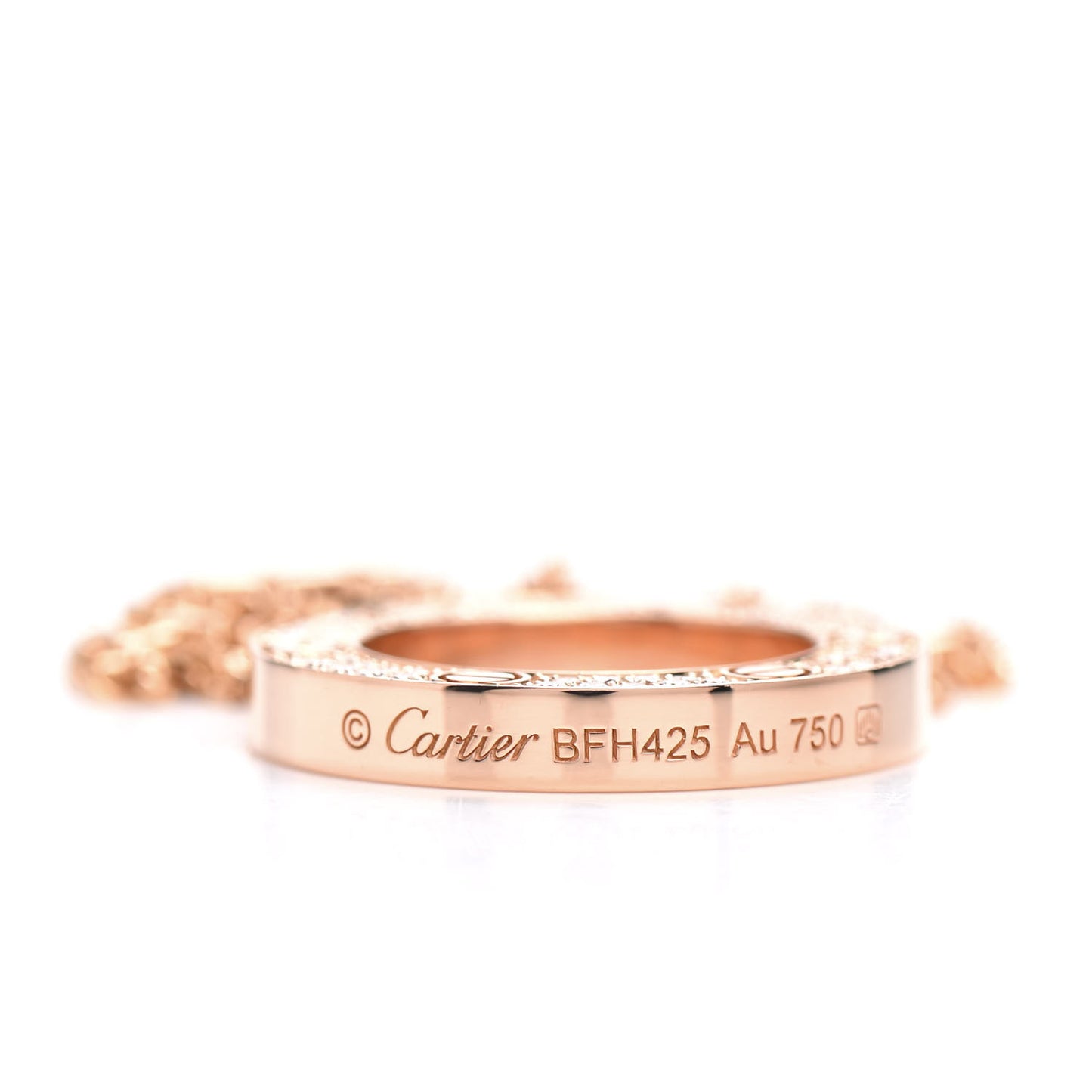 18K Pink Gold Diamond LOVE Paved Necklace