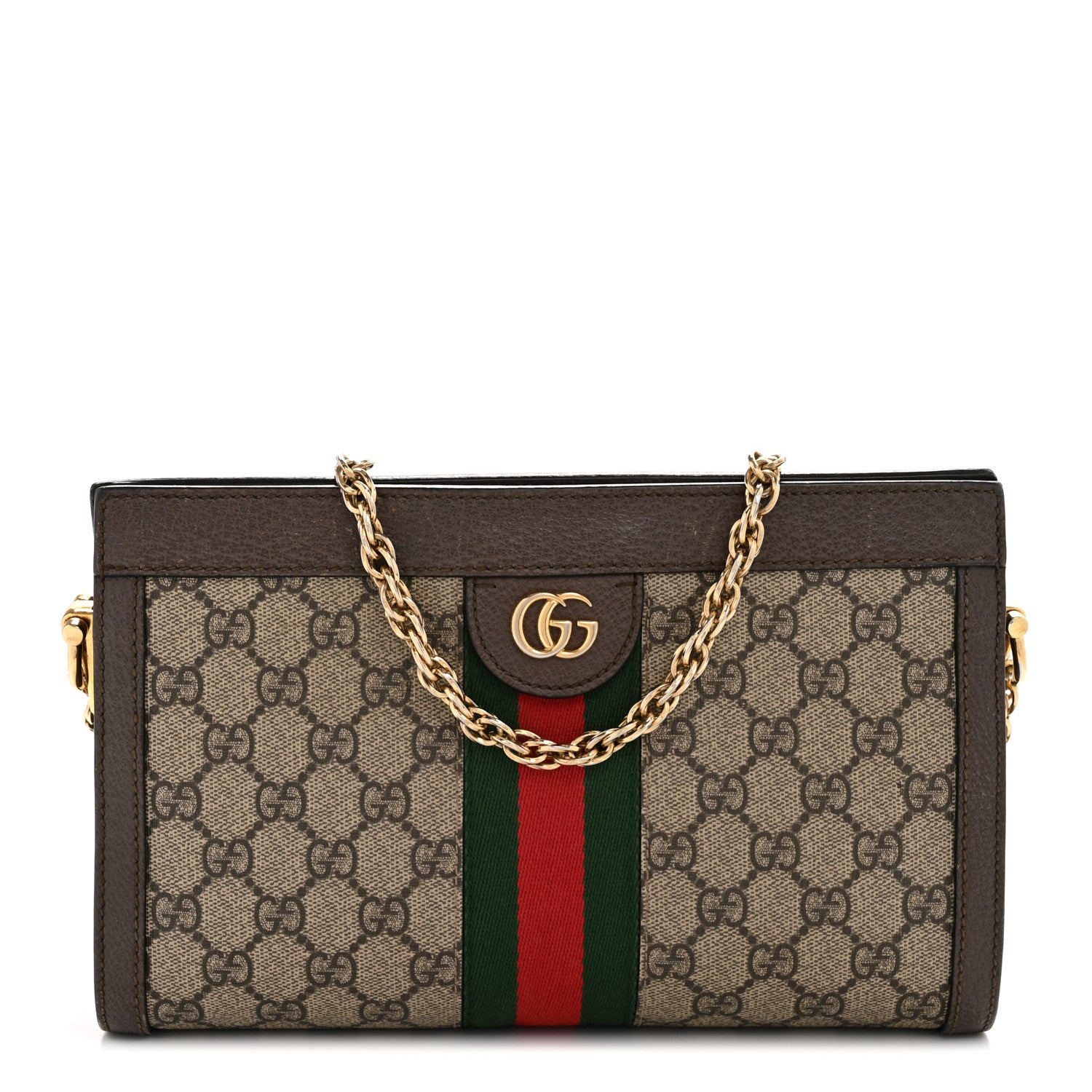 Gucci GG Supreme Monogram Web Small Ophidia Chain Shoulder Bag Brown 1 of 13