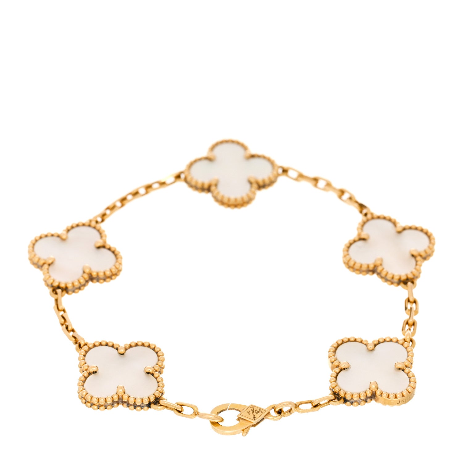 Van Cleef & Arpels 18K Yellow Gold Mother of Pearl 5 Motifs Vintage Alhambra Bracelet 2 of 5