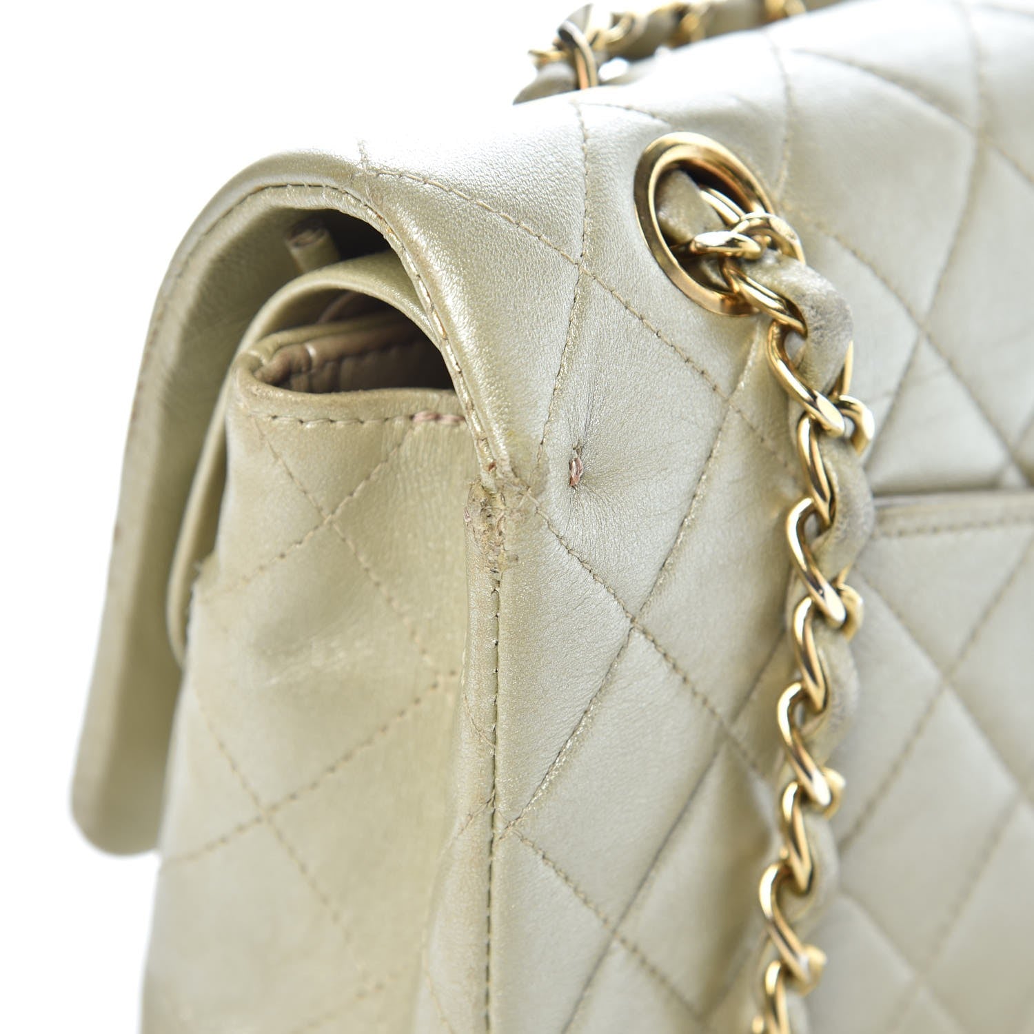 Chanel Metallic Lambskin Quilted Medium Double Flap Light Gold 20 of 22