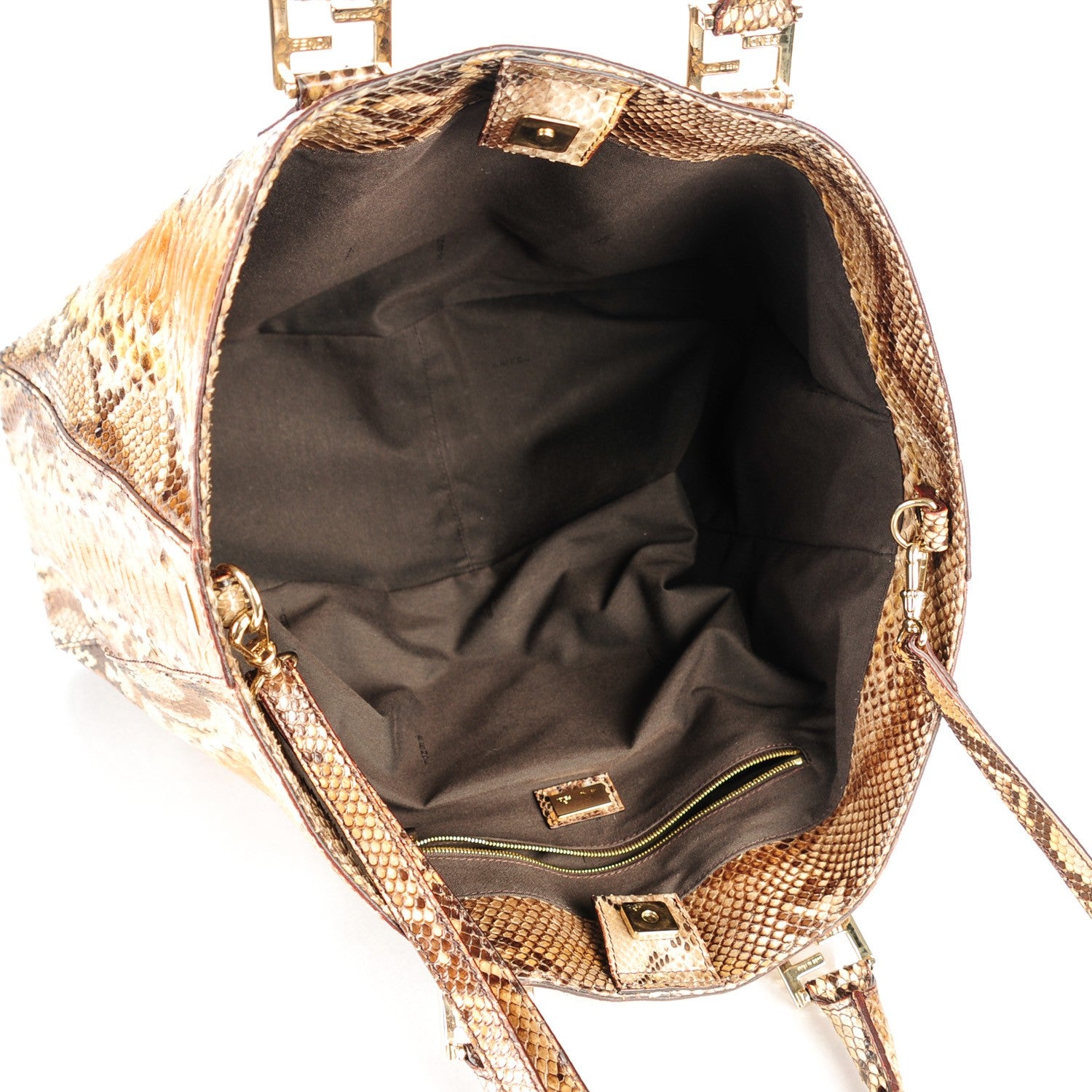 Fendi Python Twins Tote Brown 5 of 9