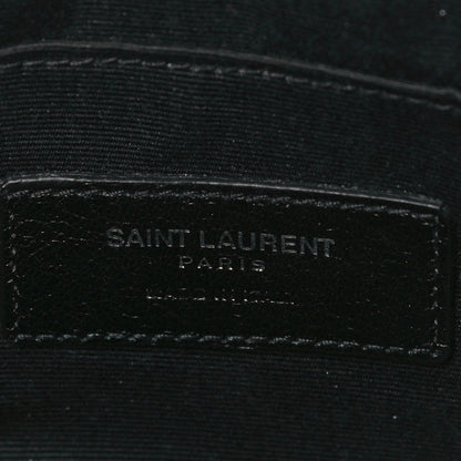 Saint Laurent Metallic Calfskin Matelasse Chevron Monogram Pouch Silver 6 of 10