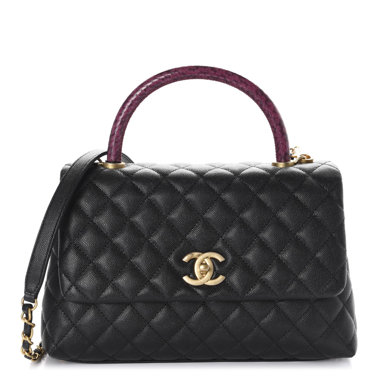 Chanel Caviar Elaphe Quilted Small Coco Handle Flap Black 1 of 11