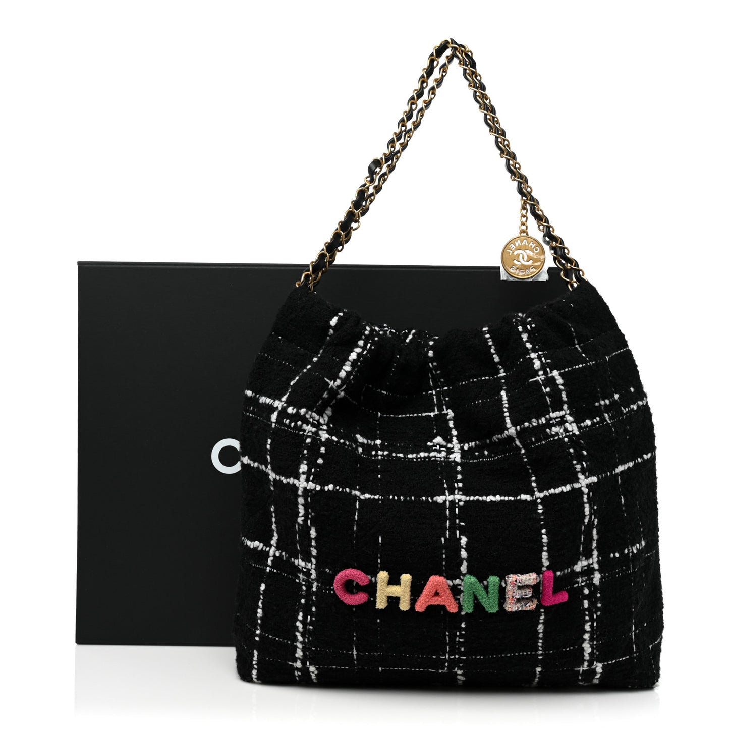 Wool Tweed Quilted Chanel 22 Black Multicolor