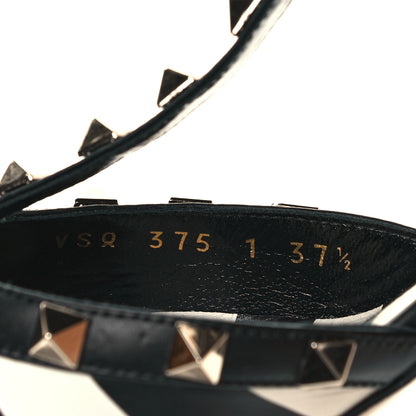 Valentino Garavani Calfskin Striped Rockstud Ankle Strap 65mm Pumps 37.5 Light Ivory Black 8 of 8