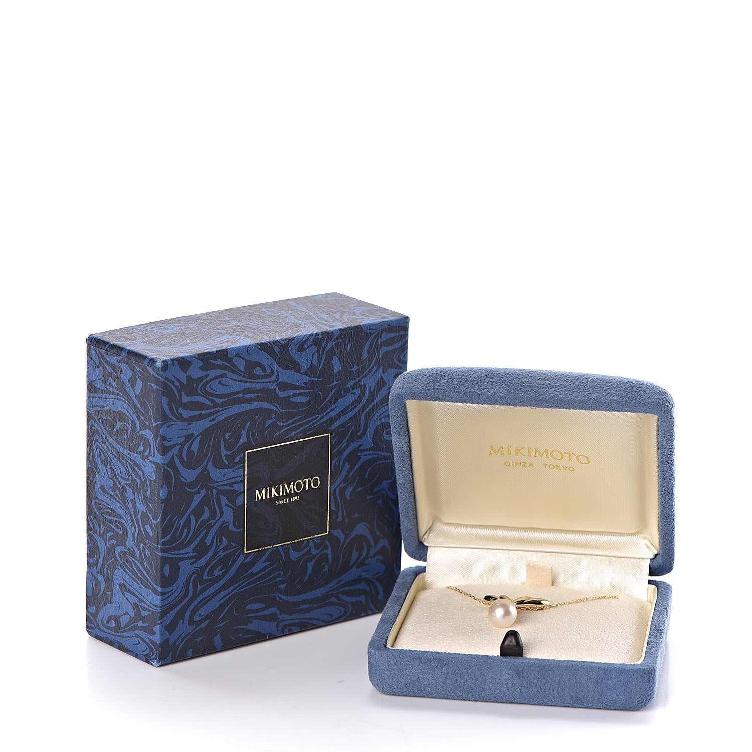 Mikimoto 18K Yellow Gold Diamond Akoya Pearl 7.5mm Pendant Necklace 6 of 6