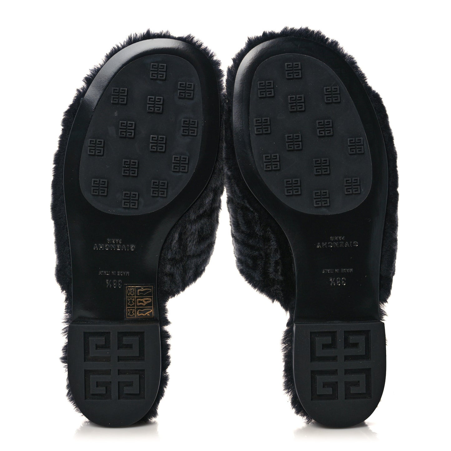 Shearling 4G Logo Mule Slide Sandals 38.5 Black