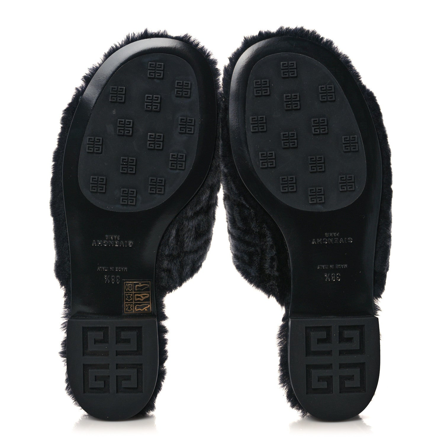 Givenchy Shearling 4G Logo Mule Slide Sandals 38.5 Black 5 of 8