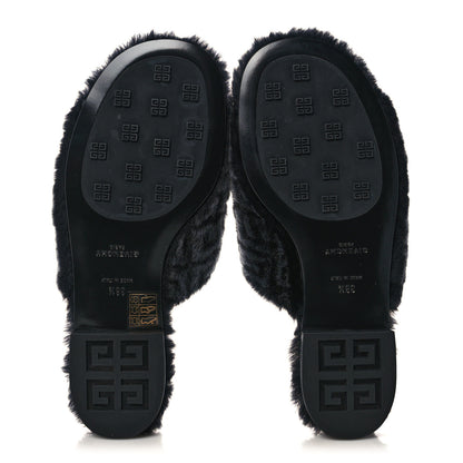 Givenchy Shearling 4G Logo Mule Slide Sandals 38.5 Black 5 of 8