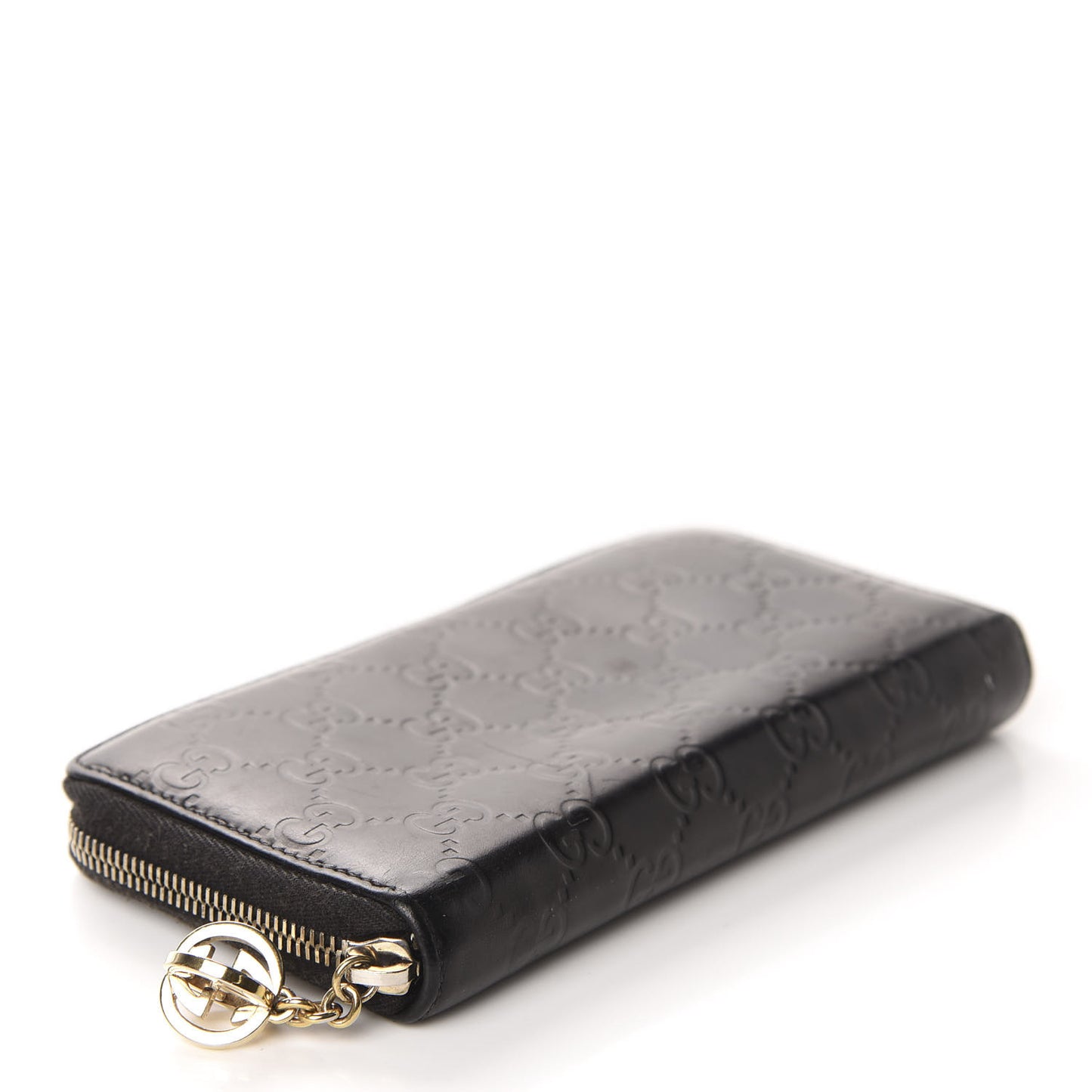 Guccissima Large Twins Zip Around Wallet Black
