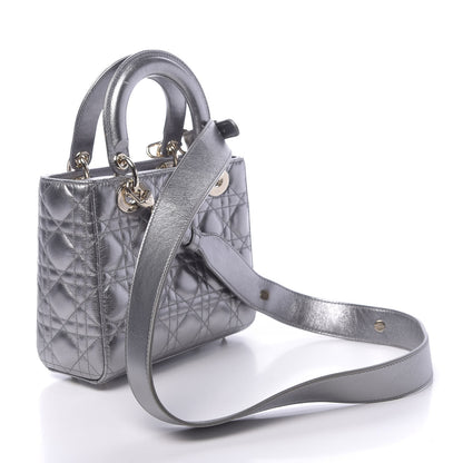 Christian Dior Metallic Calfskin Cannage My ABCDior Lady Dior Steel Grey 2 of 16