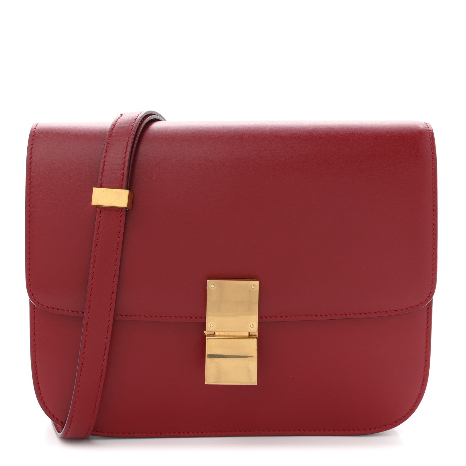 Celine Box Calfskin Medium Classic Box Flap Bag Red 1 of 12