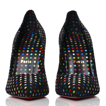 Christian Louboutin Suede Polka Dot Hot Chick 100 Pumps 37.5 Black Multicolor 2 of 9