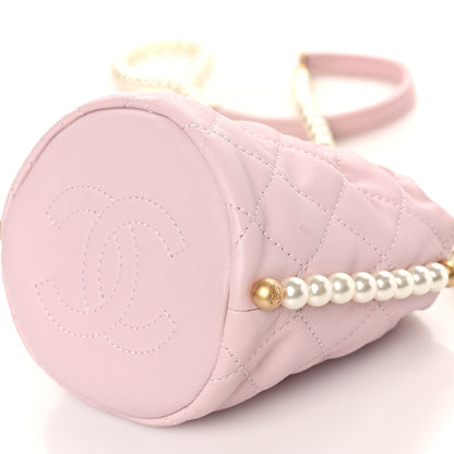 Chanel Calfskin Quilted Pearl Mini About Pearls Drawstring Bucket Light Pink 9 of 9