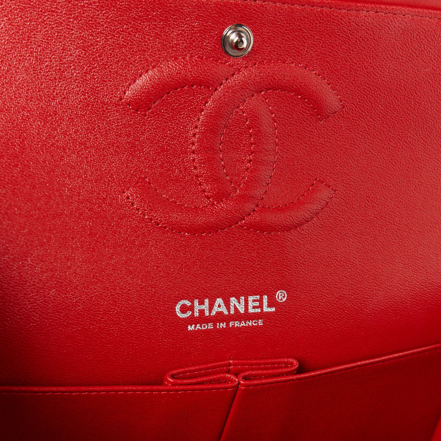Lambskin Quilted Medium Double Flap Red